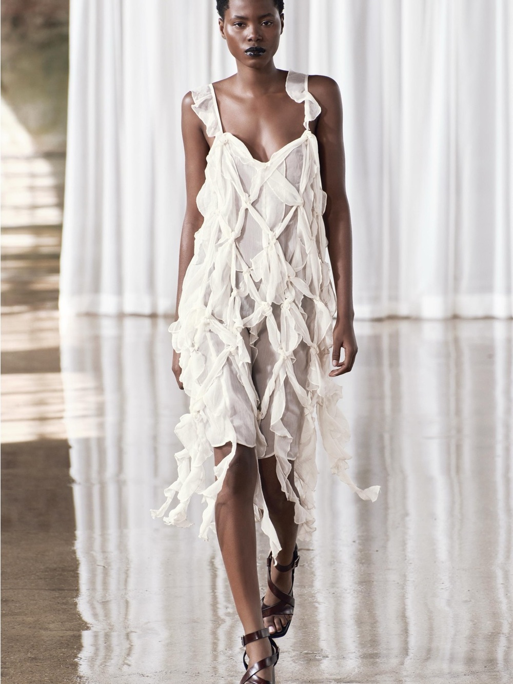 Ethereal Ivory Layered Ruffle Slip Dress